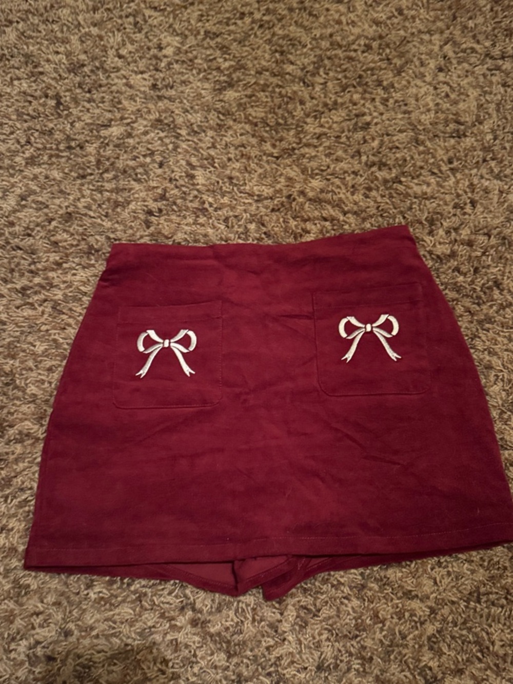 Altared State Burgundy Bow velvet Pocket Skort